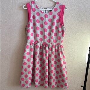 Ina Pink and White Polka Dot Casual Dress